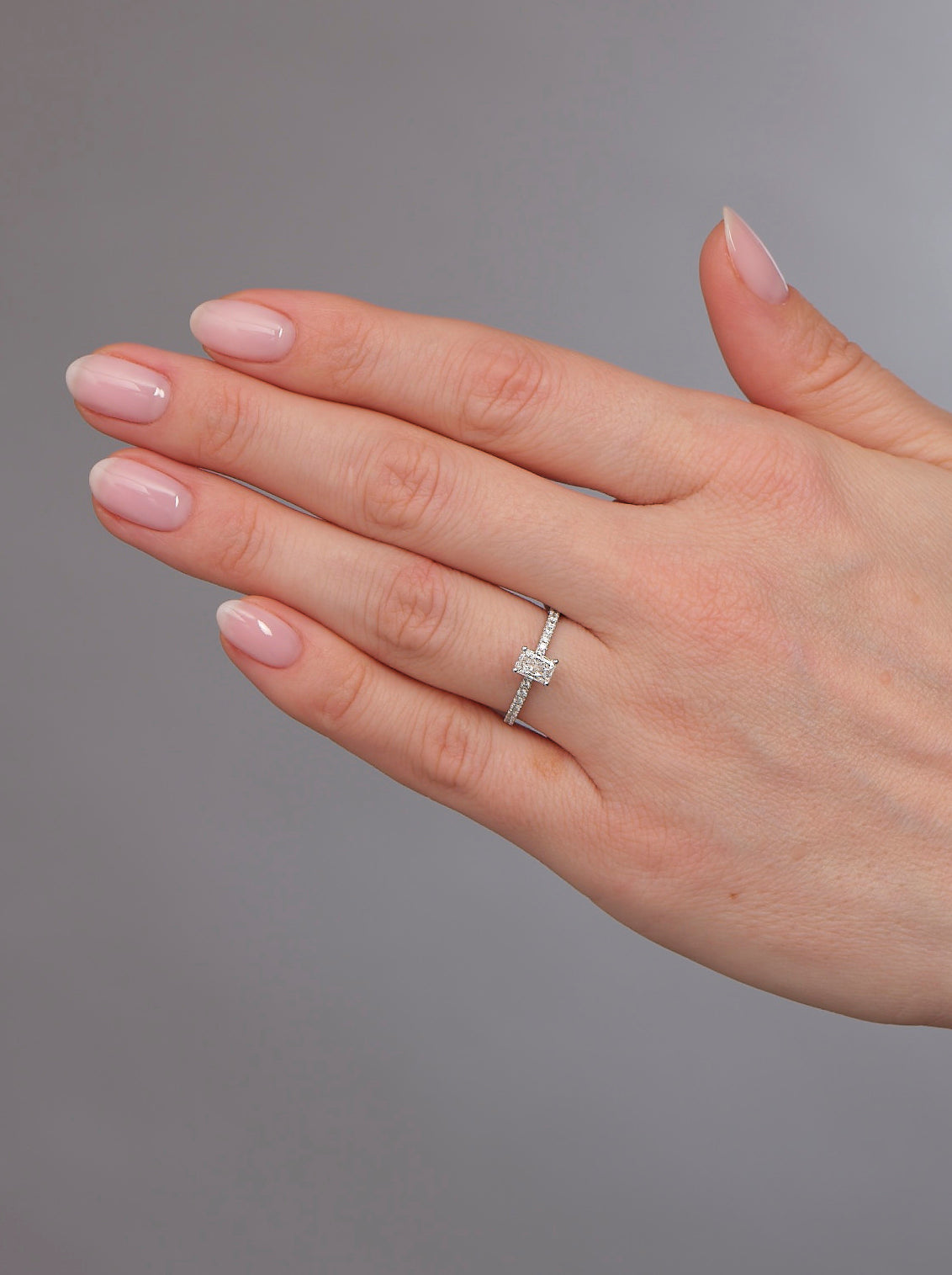 0.50ct Radiant Hidden Halo lab grown Diamond Engagement Rings.