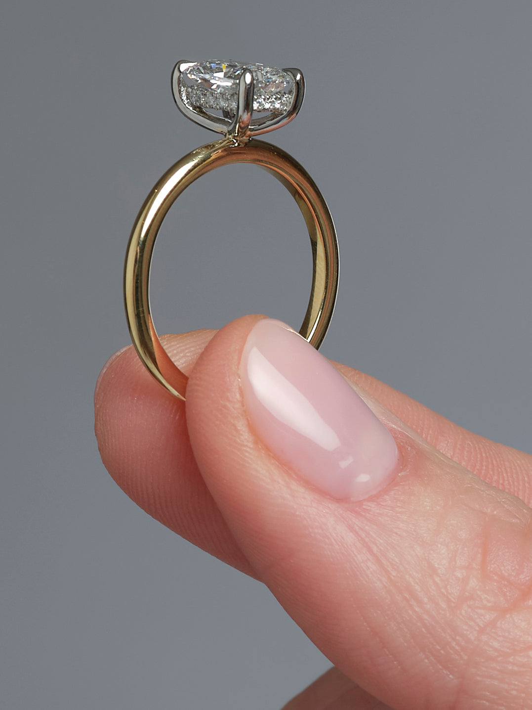 1.50ct Elongated Cushion Hidden Halo Solitaire Diamond Engagement Rings