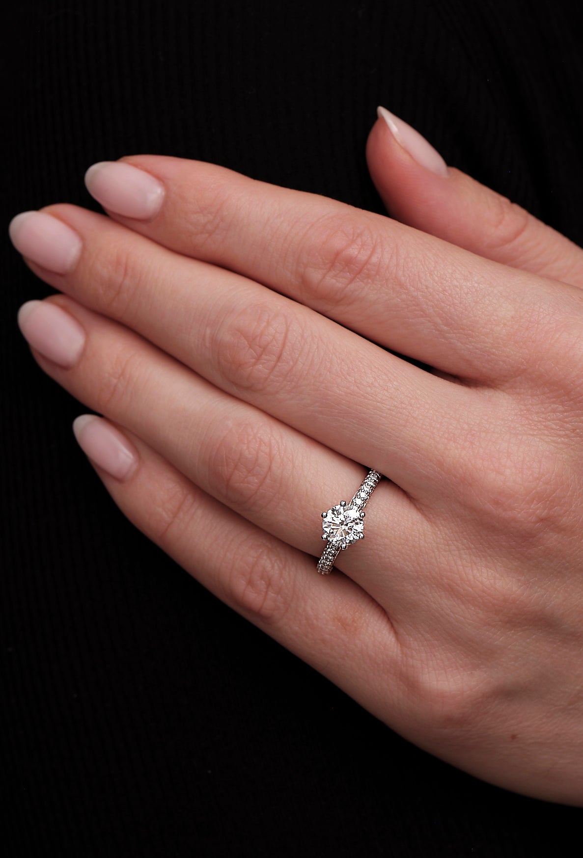 1.25ct Round Brilliant 3D Band Lab Grown Diamond Engagement Rings.