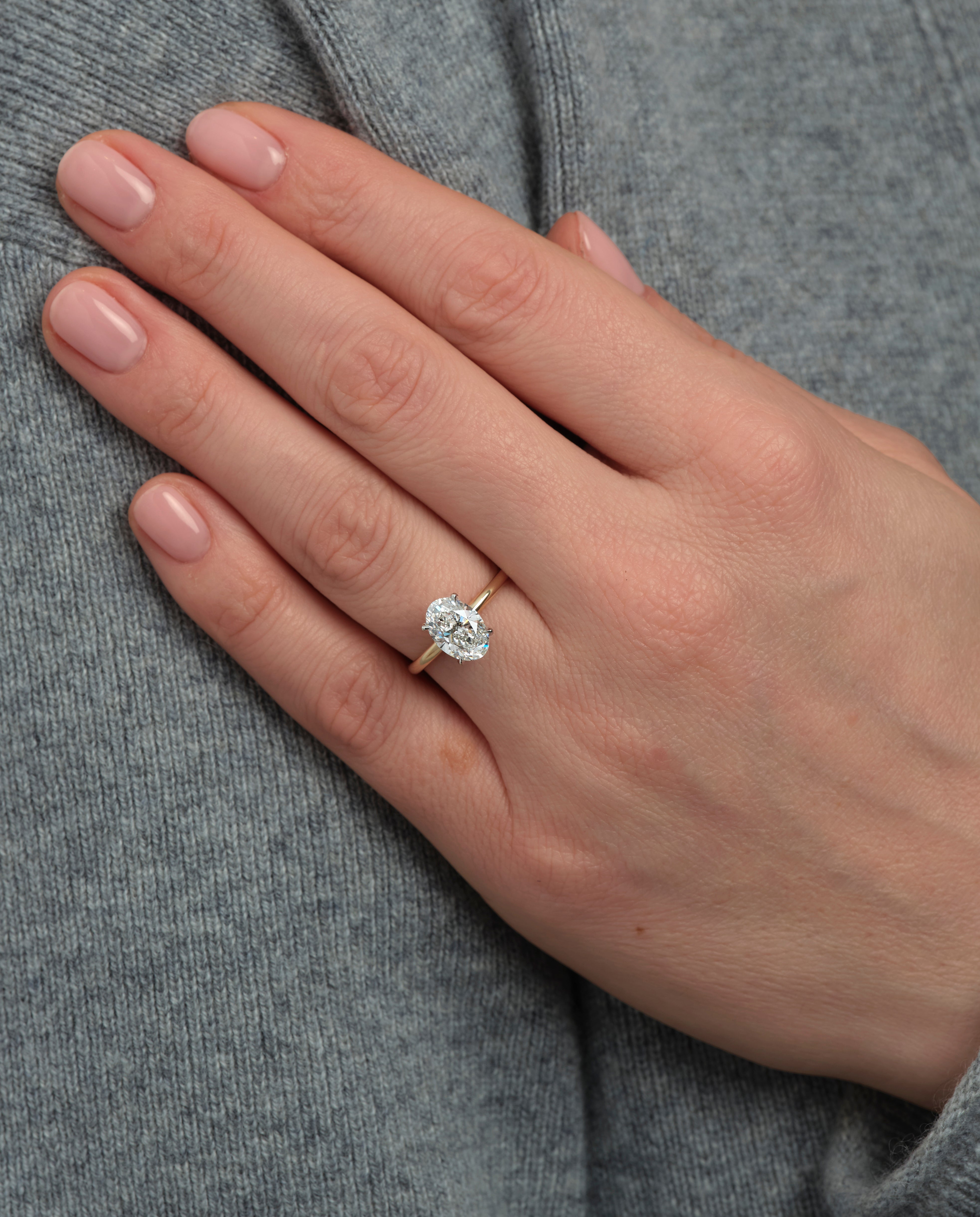 2ct Oval Floating Hidden Halo Lab Grown Diamond Engagement Rings.