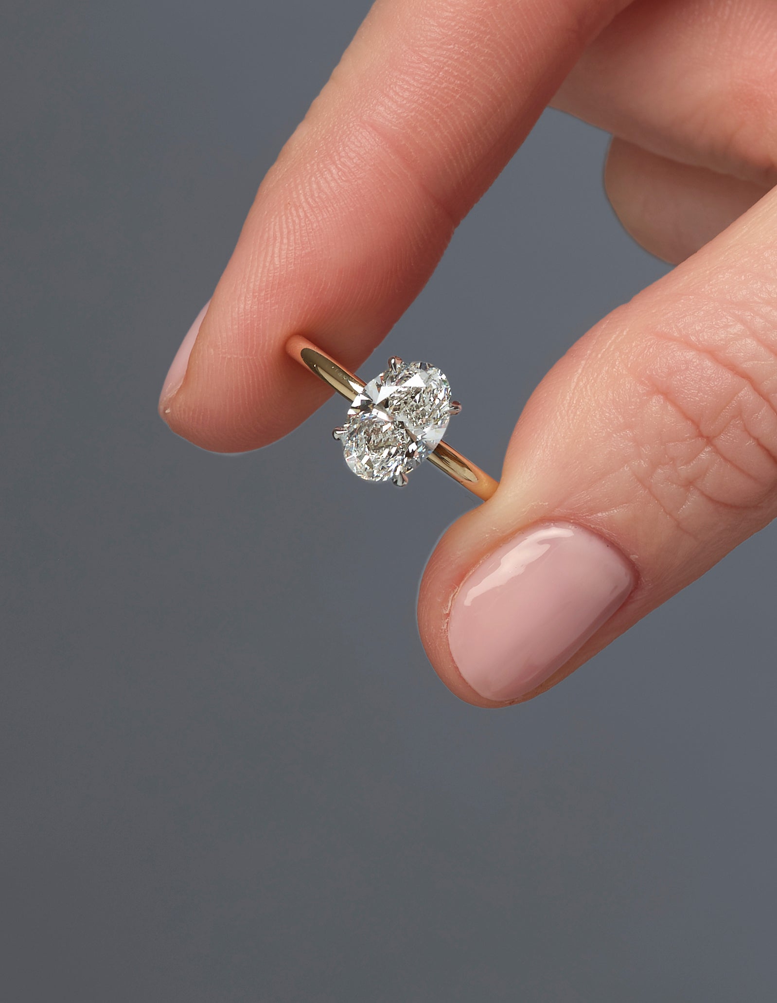 2ct Oval cut Floating Hidden Halo Lab Grown Diamond Engagement Rings.