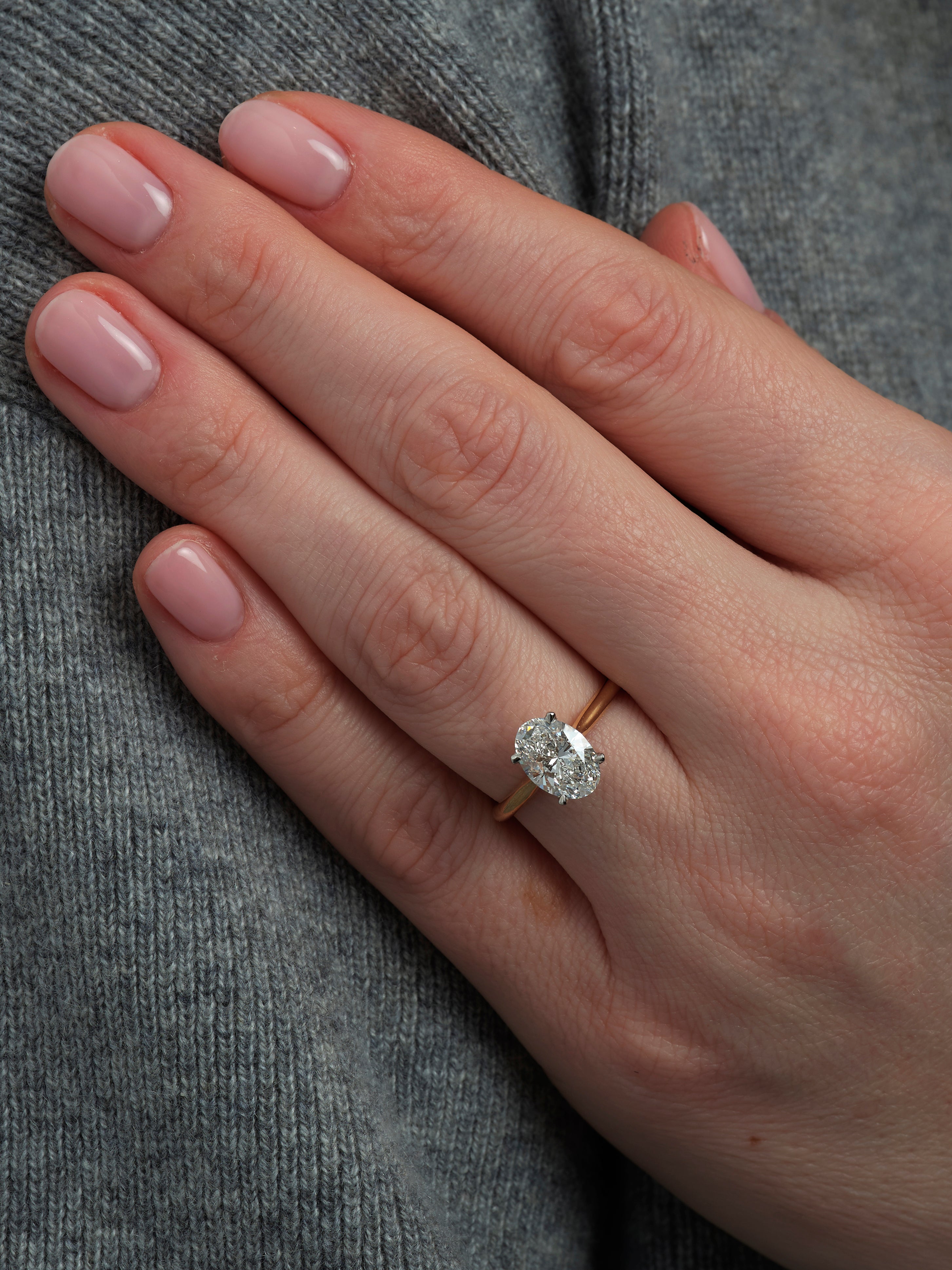 2ct Oval Cathedral Hidden Halo Solitaire Lab Grown Diamond Engagement Rings.