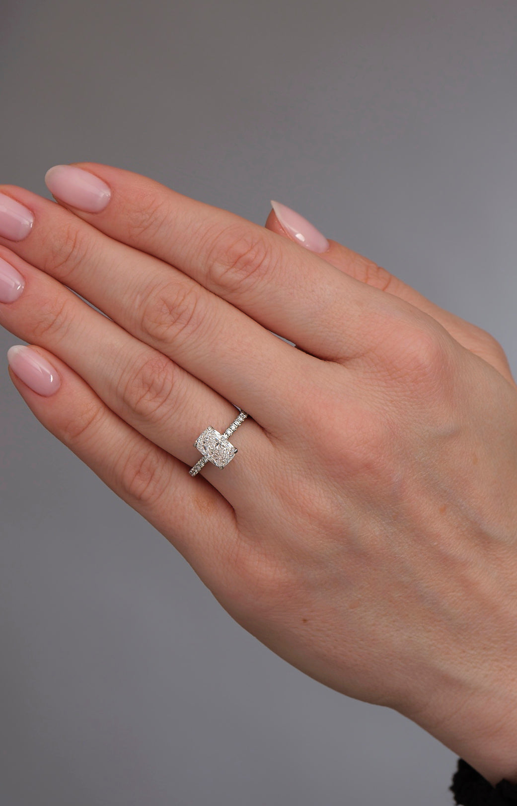 2ct Cushion Hidden Halo Lab Grown Diamond Engagement Rings