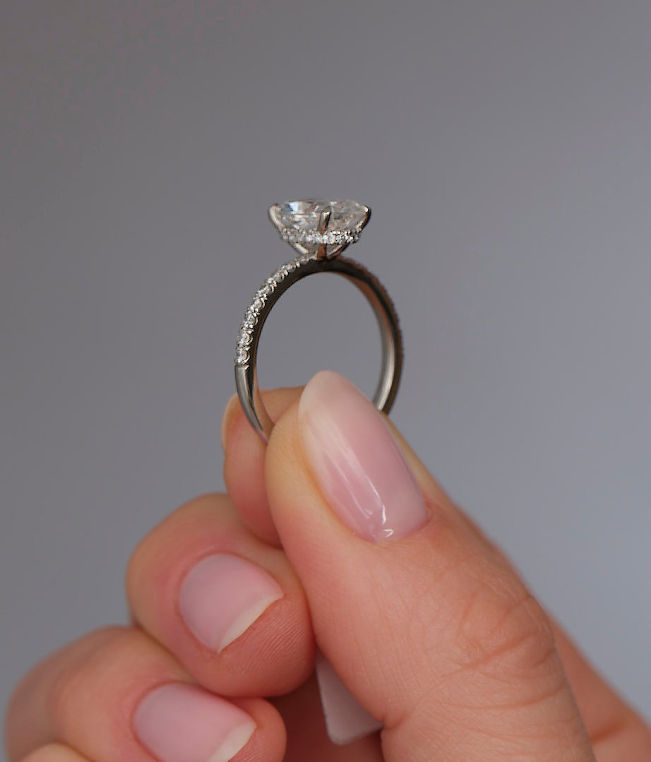 2ct Cushion Hidden Halo Lab Grown Diamond Engagement Rings
