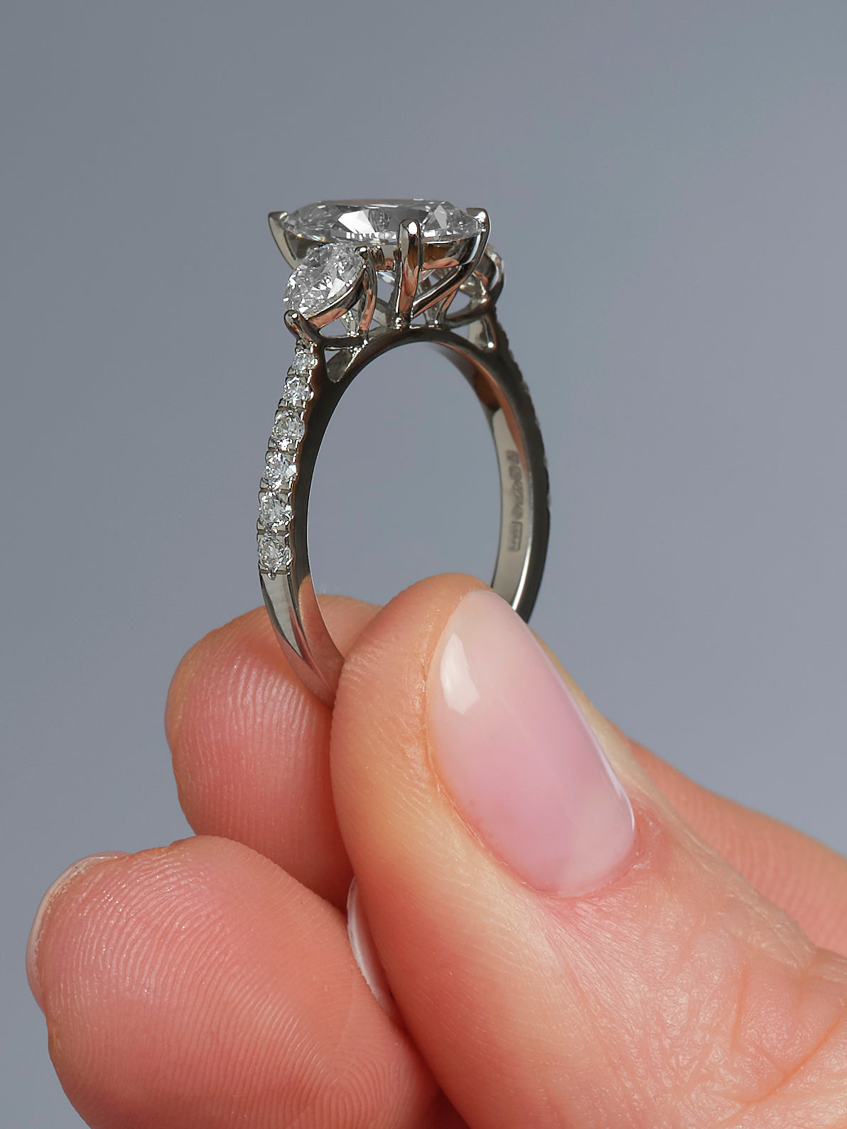 2ct Pear Trilogy Lab Grown Diamond Engagement Ring