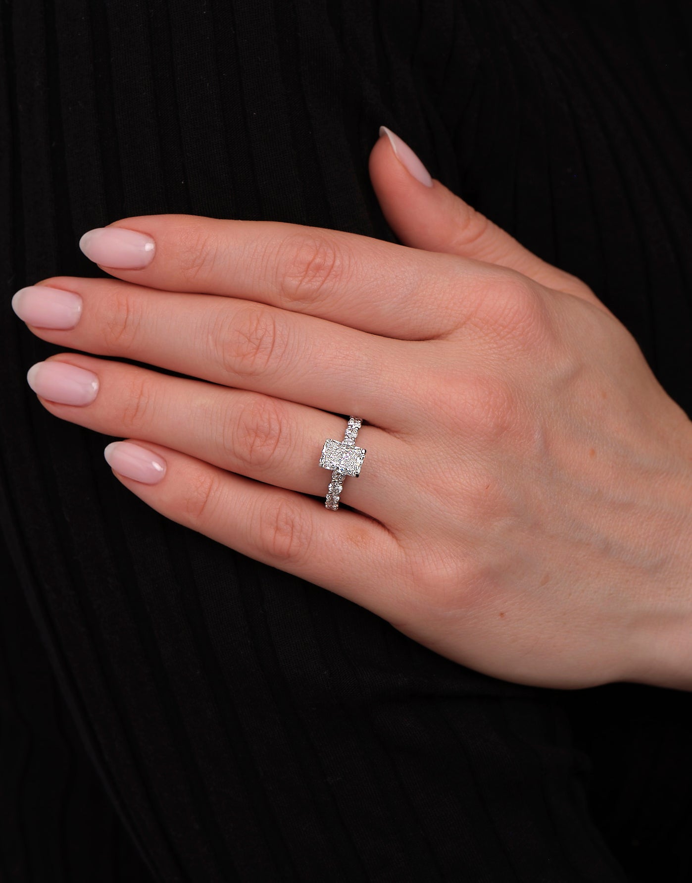 2ct Radiant U Prong Setting lab grown Diamond Engagement Rings.