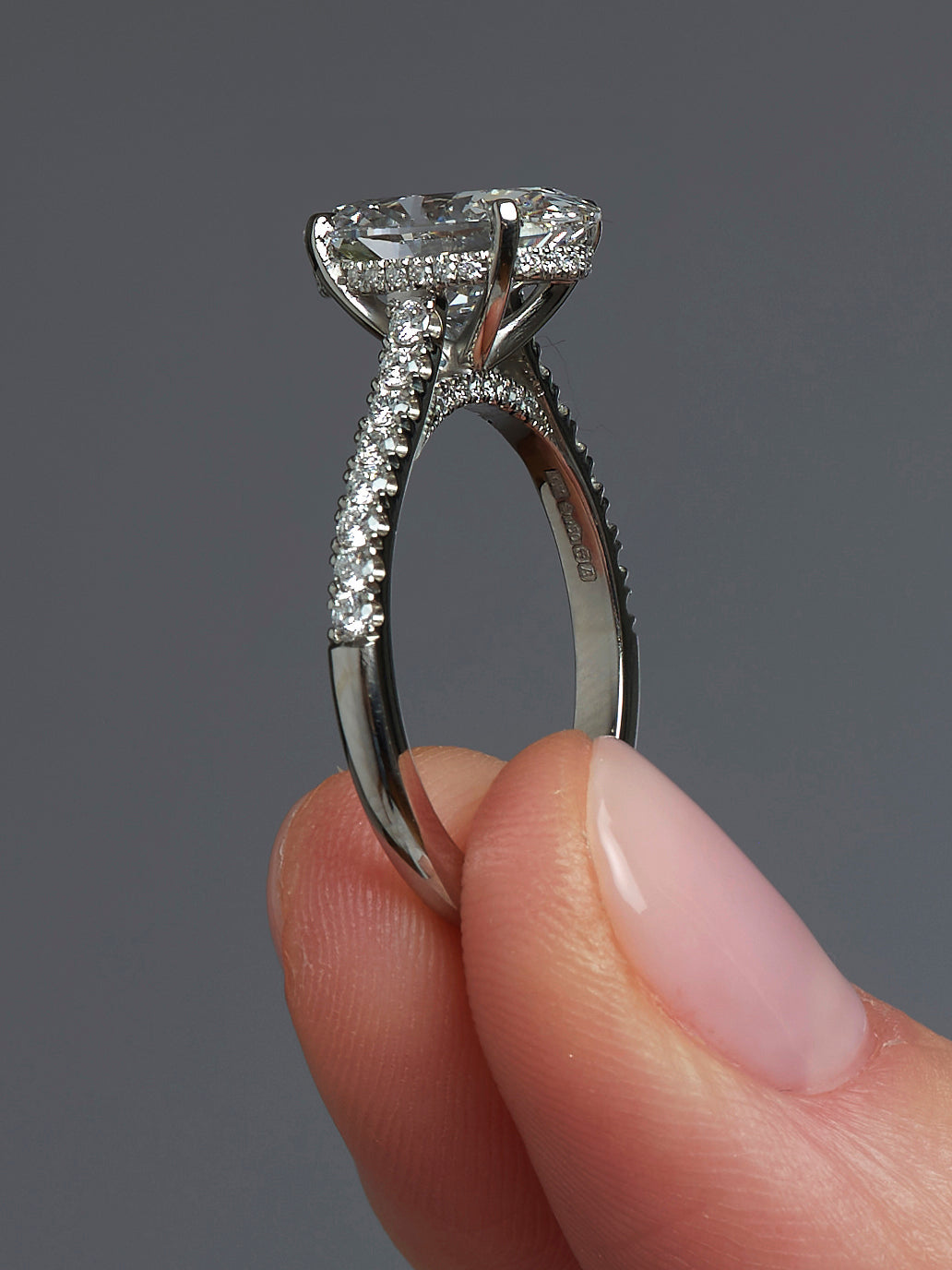 3ct Oval Cathedral Setting Lab Grown Diamond Engagement Rings