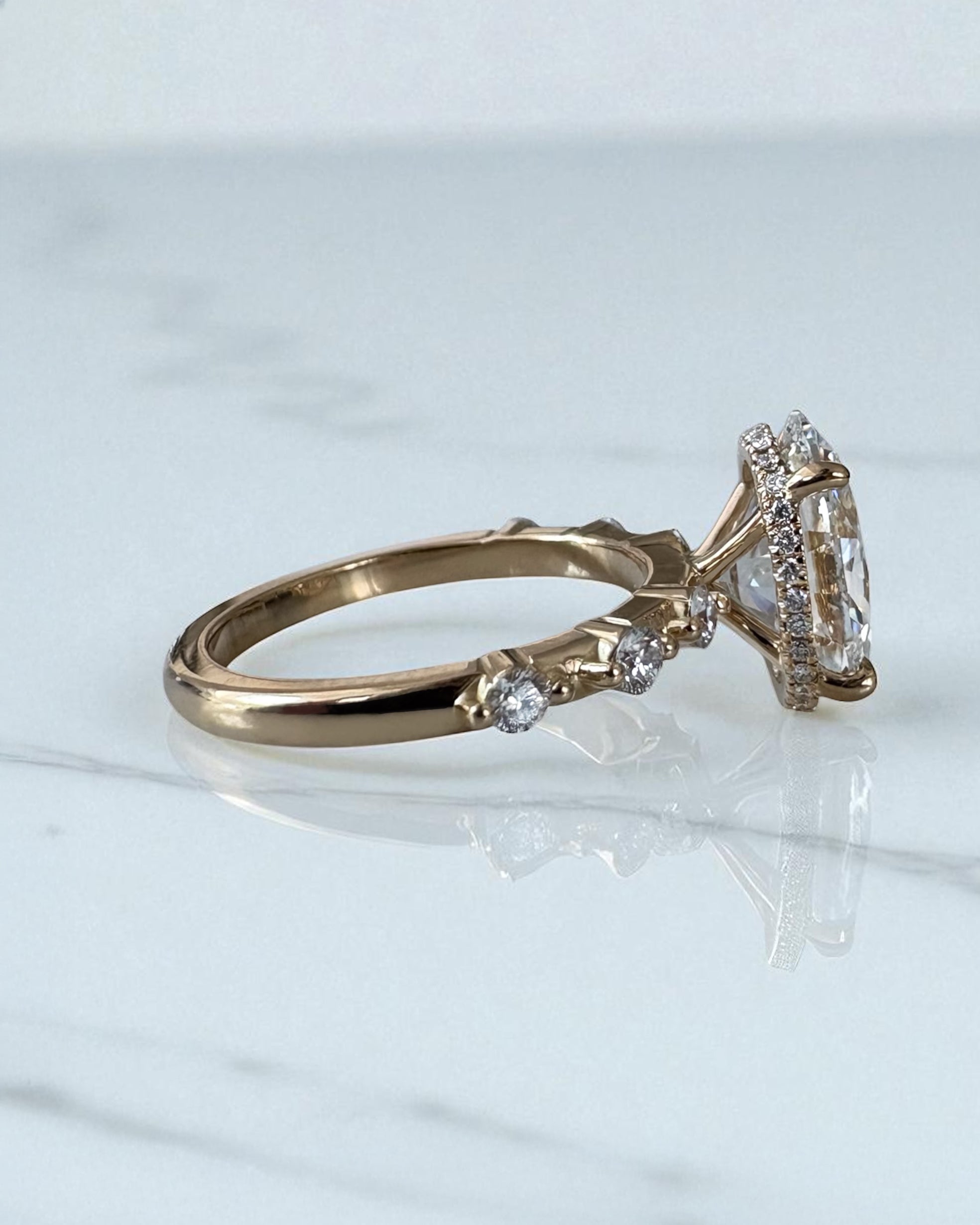 3ct Oval Spaced Band Lab Grown Diamond Engagement Rings in London.