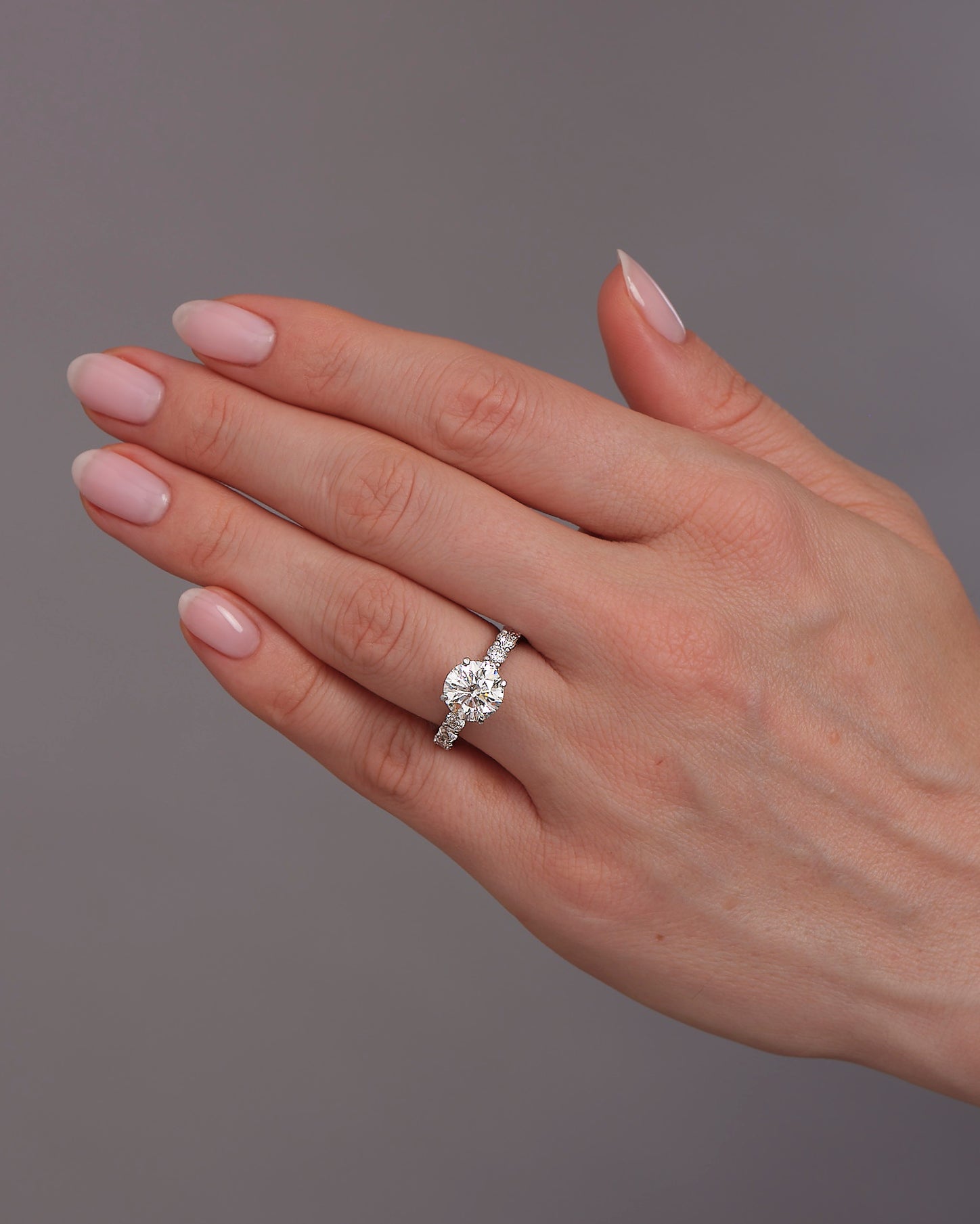 3ct Round Cut Fancy Band Lab Grown Diamond Engagement Rings.