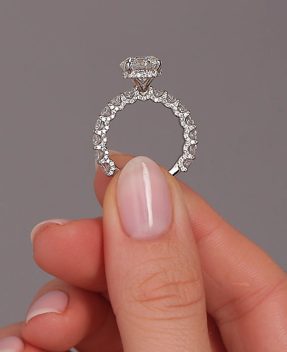 3ct Round Cut Fancy Band Lab Grown Diamond Engagement Rings.