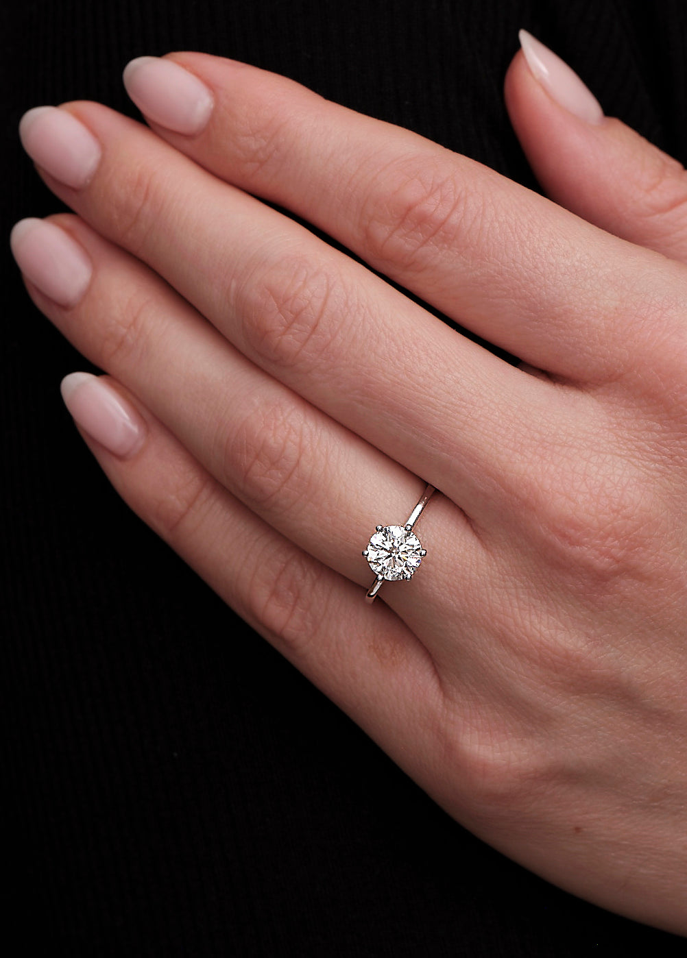 1.50ct Round Solitaire Hidden Halo Lab Grown Diamond Engagement Rings.