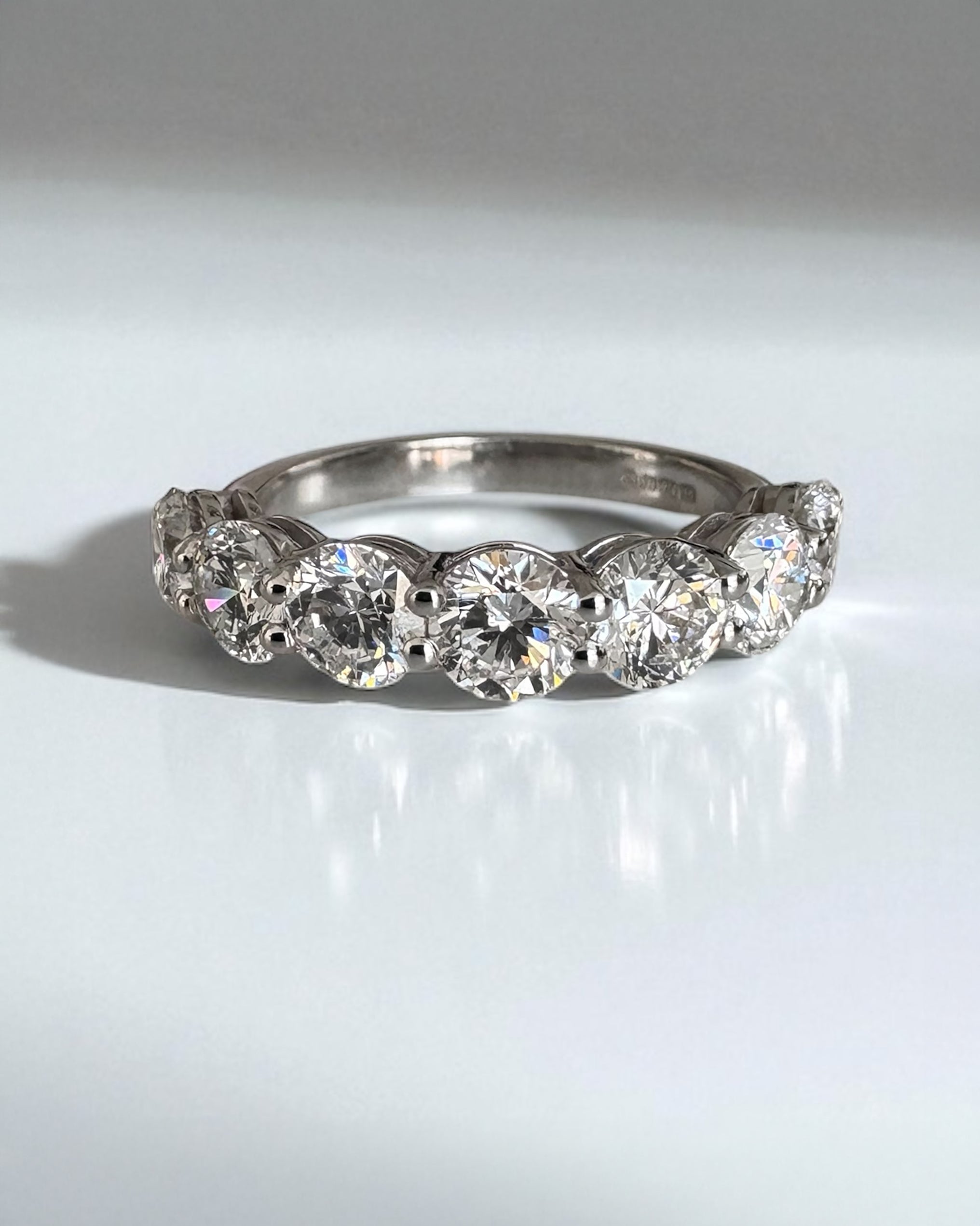 Side profile of a 2.50ct diamond band, part of our diamond wedding bands for women range.