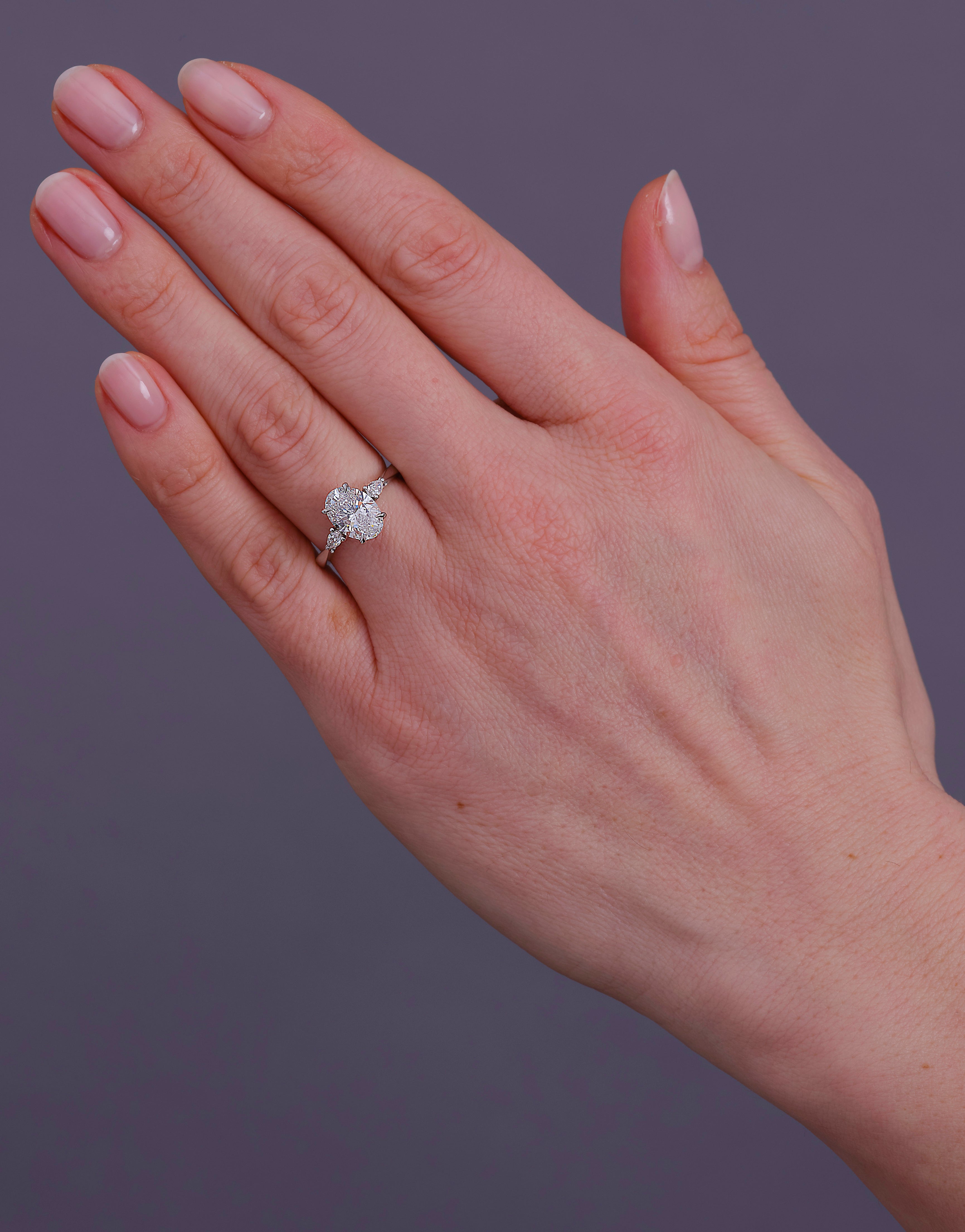 2ct Oval & Pear Trilogy Lab Grown Diamond Engagement Rings