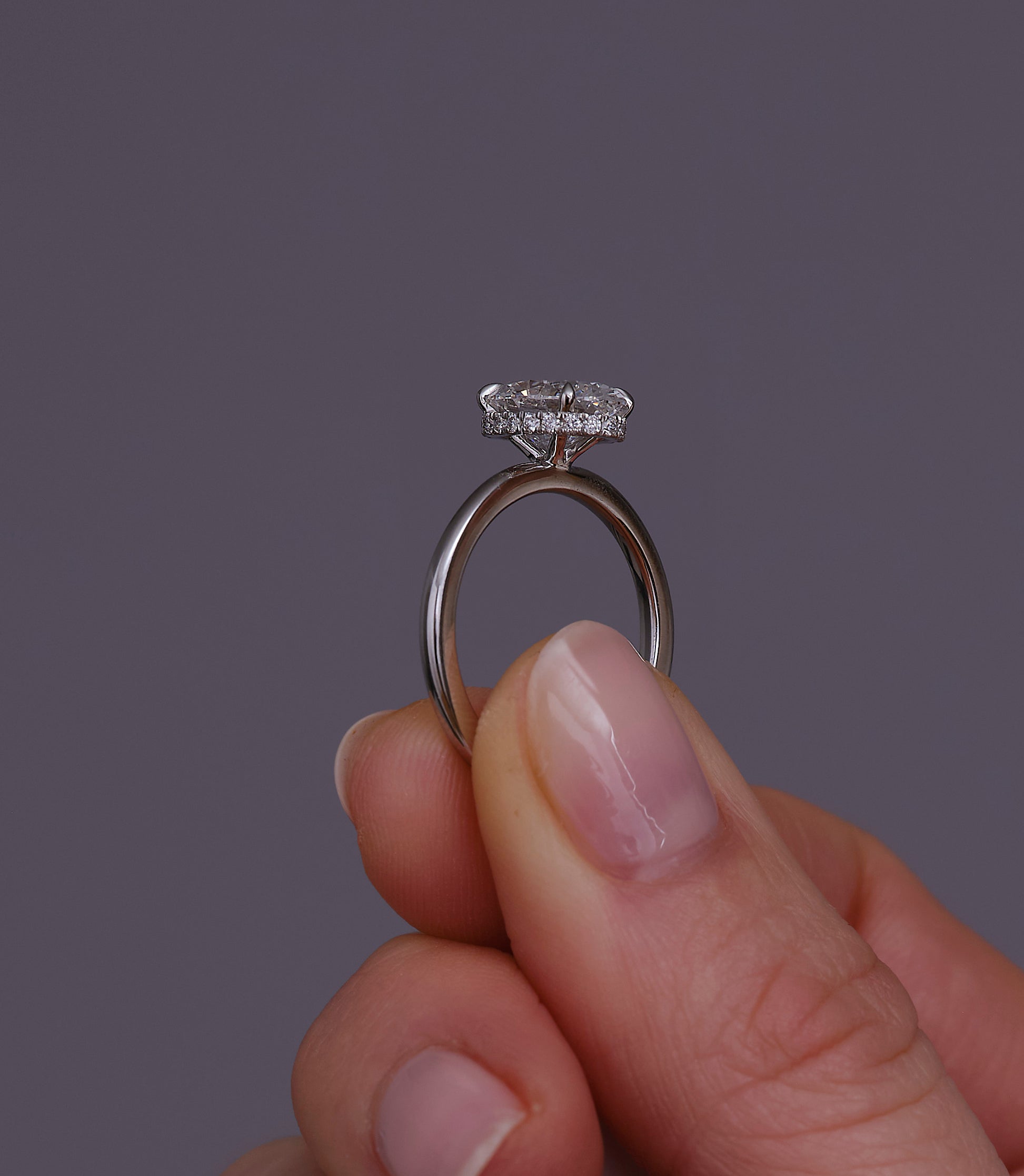 2ct Oval Hidden Halo Solitaire Lab Grown Diamond Engagement Rings.