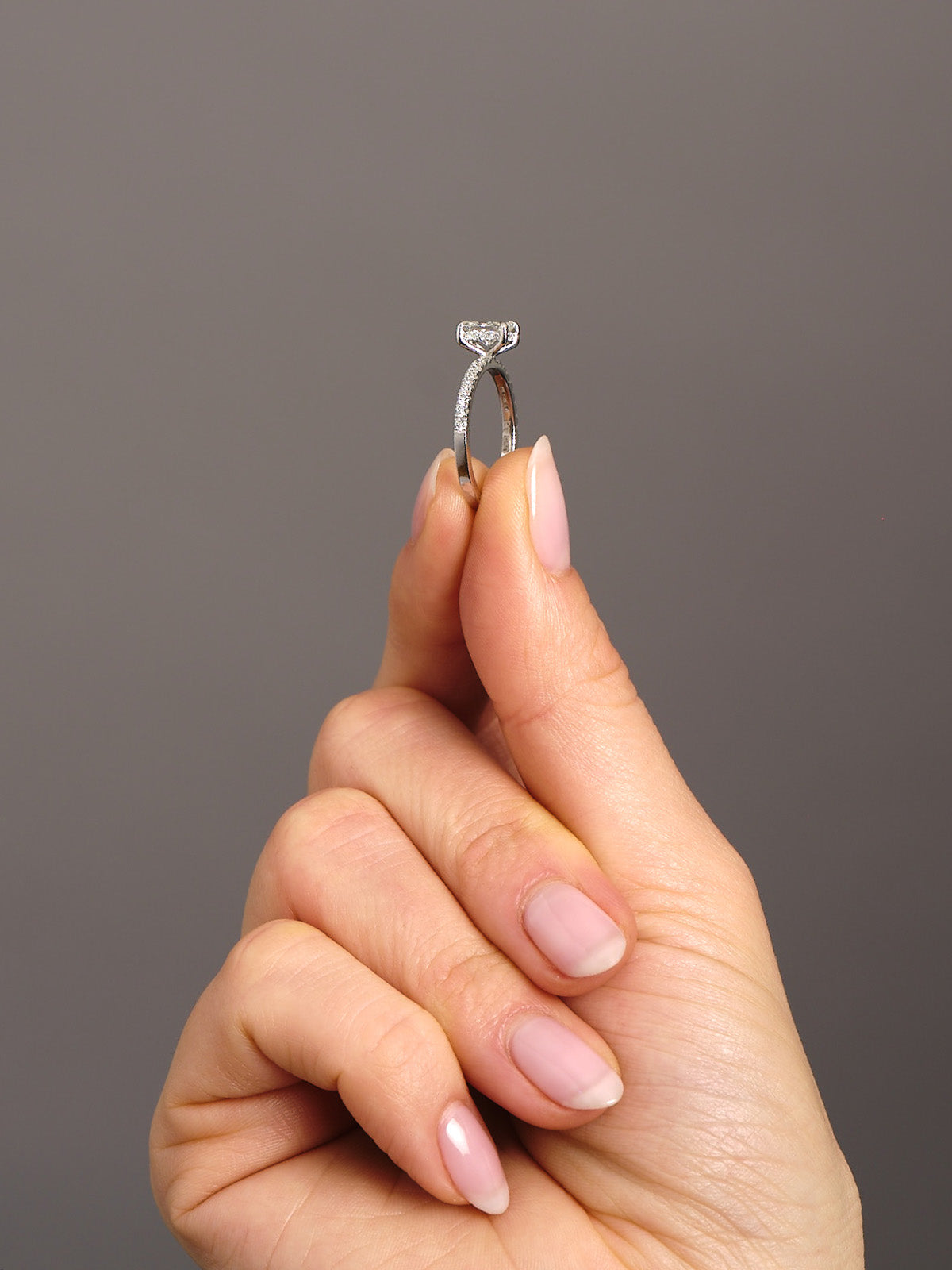 0.70ct Radiant Hidden Halo lab grown Diamond Engagement Rings.