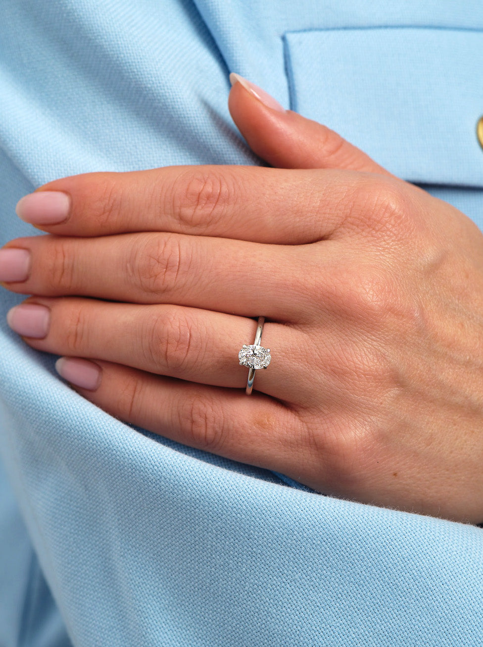 1ct Oval Hidden Halo Solitaire lab grown diamond engagement rings – Layla  Diamonds, image size:976x1305