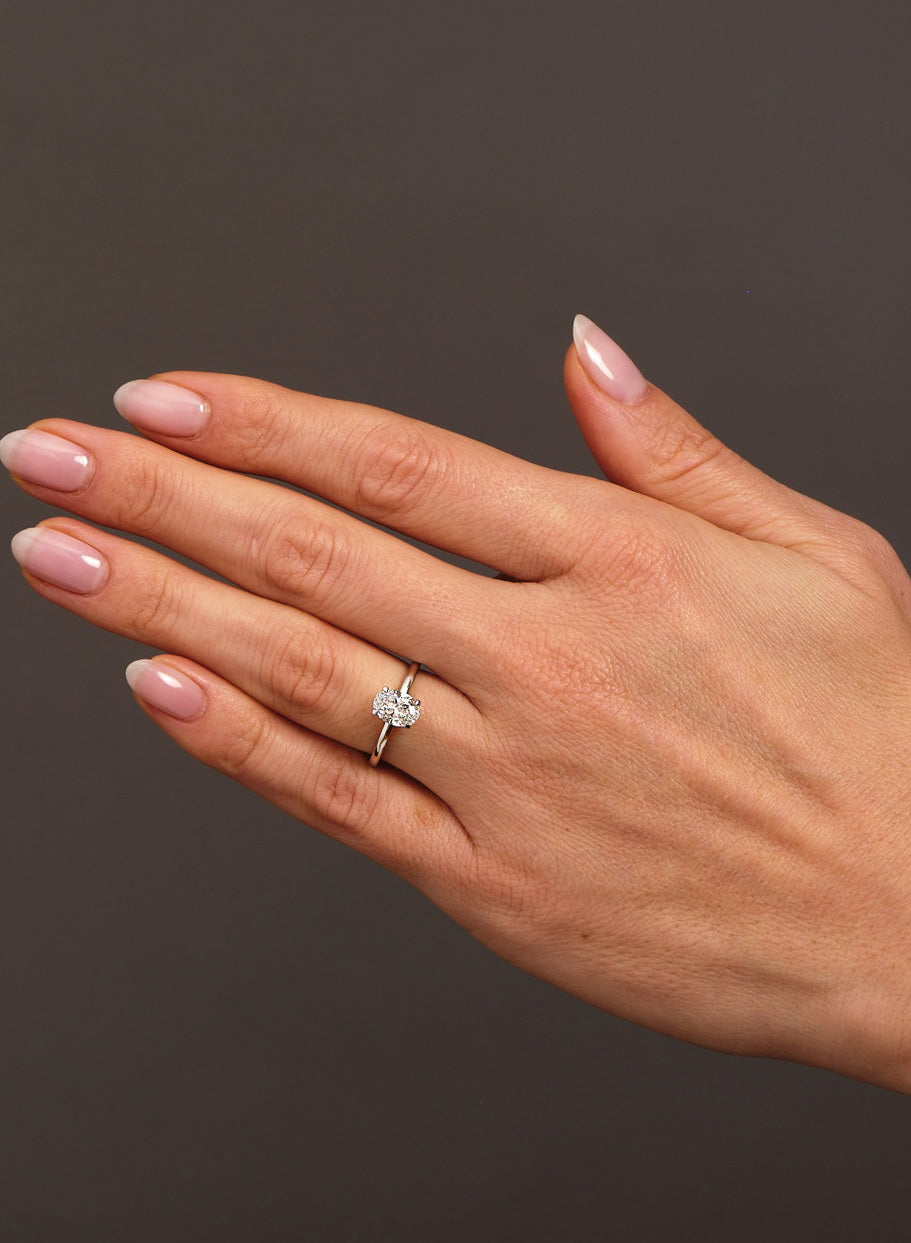 1ct Oval Hidden Halo Solitaire Lab Grown Diamond Engagement Rings