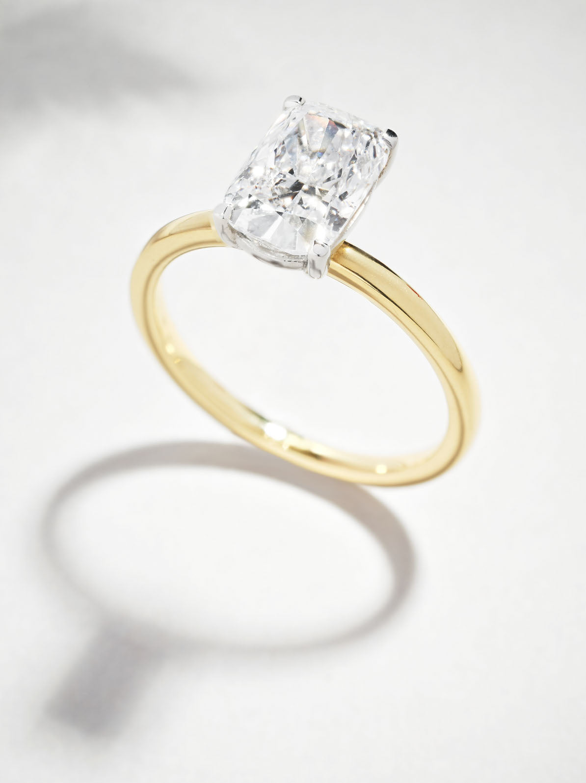 2ct Elongated Cushion Solitaire Lab Grown Diamond Engagement Rings.