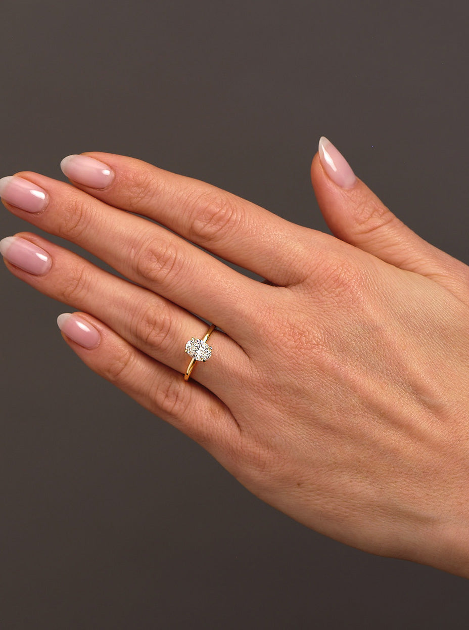 1ct Oval Floating Solitaire Lab Grown Diamond Engagement Rings