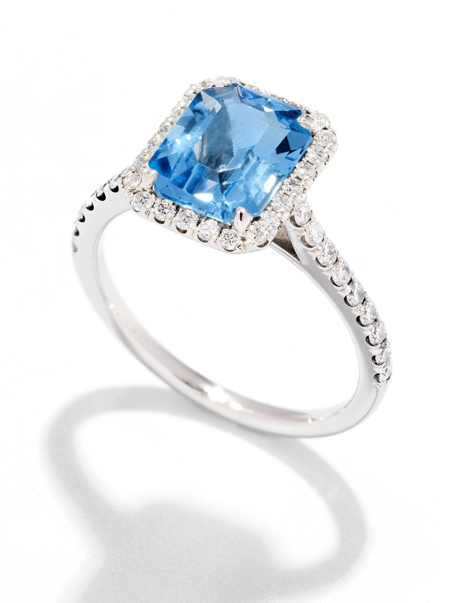 3.20ct Topaz Seamless Halo Lab Grown Diamond Engagement Rings.