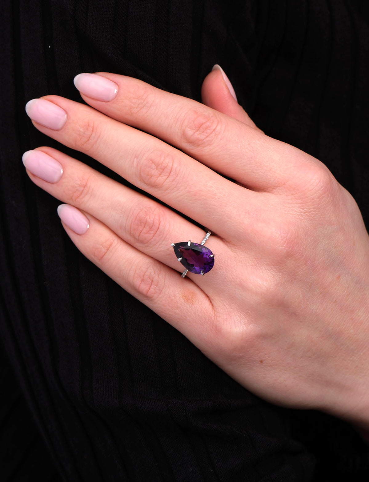 5ct Amethyst Pear Invisible Halo