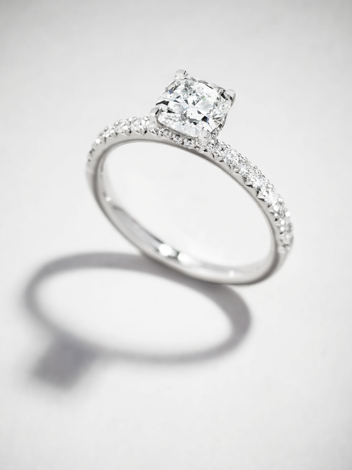 1ct Cushion Hidden Halo Lab Grown Diamond Engagement Rings