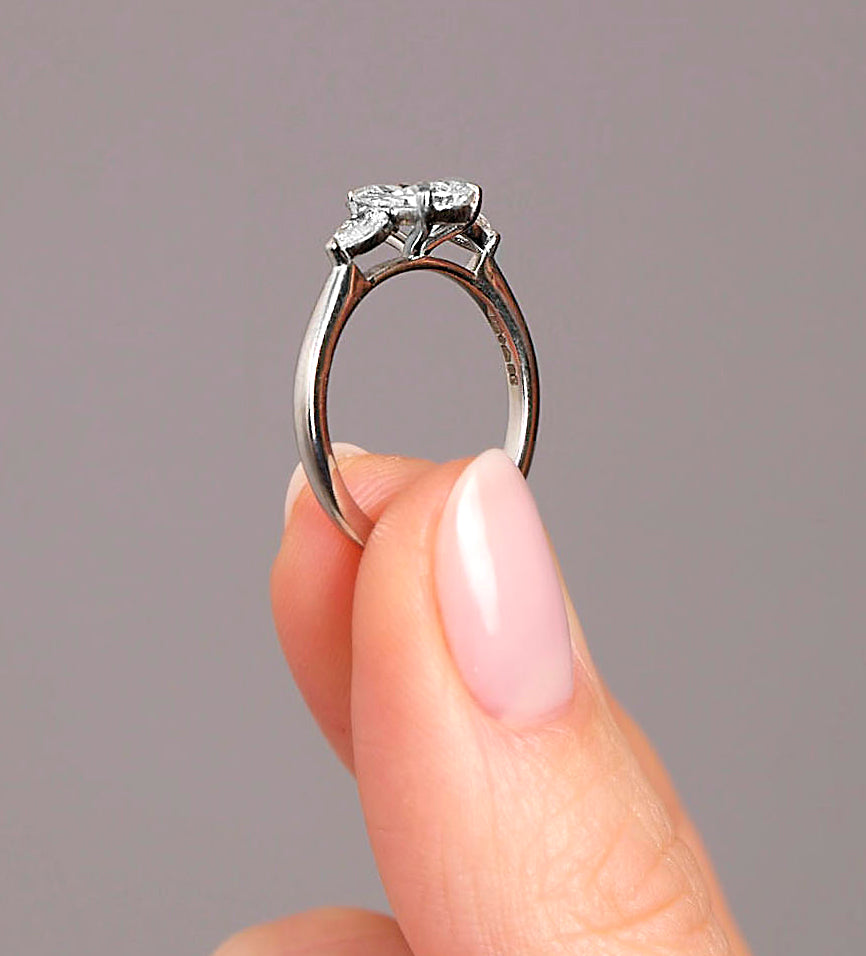 1ct Pear Trilogy Lab Grown Diamond Engagement Rings.