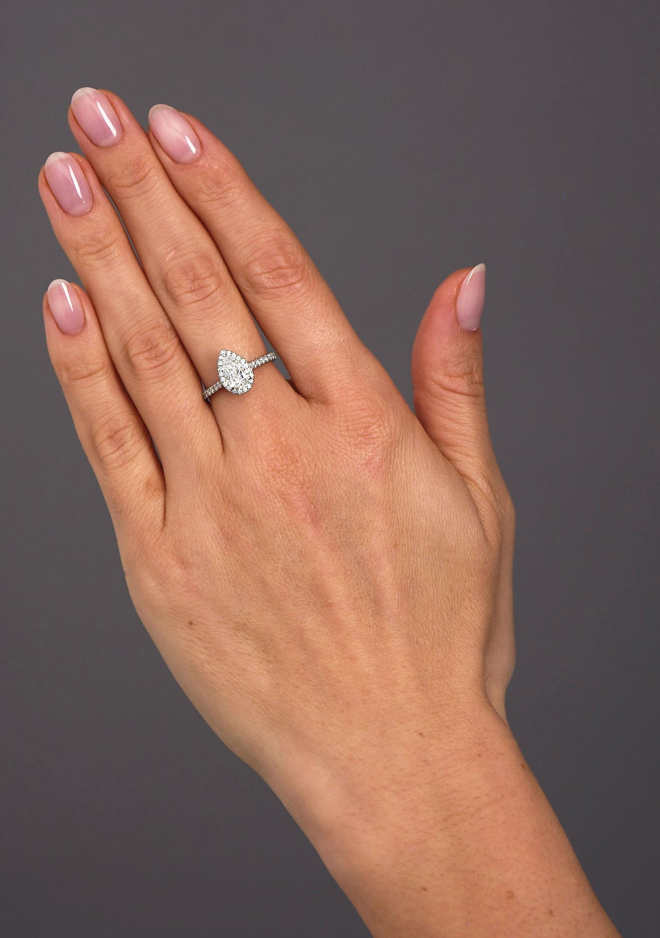 1ct Pear Seamless Halo Lab Grown Diamond Engagement Rings.