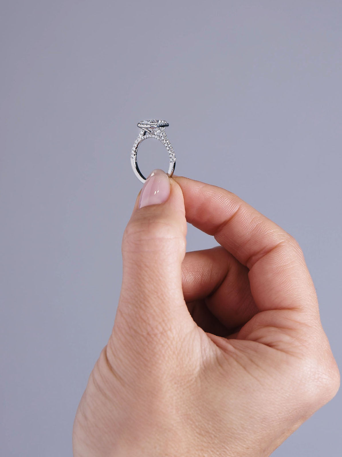 1.50ct Radiant Seamless Halo in a 3D band Diamond Engagement Rings.