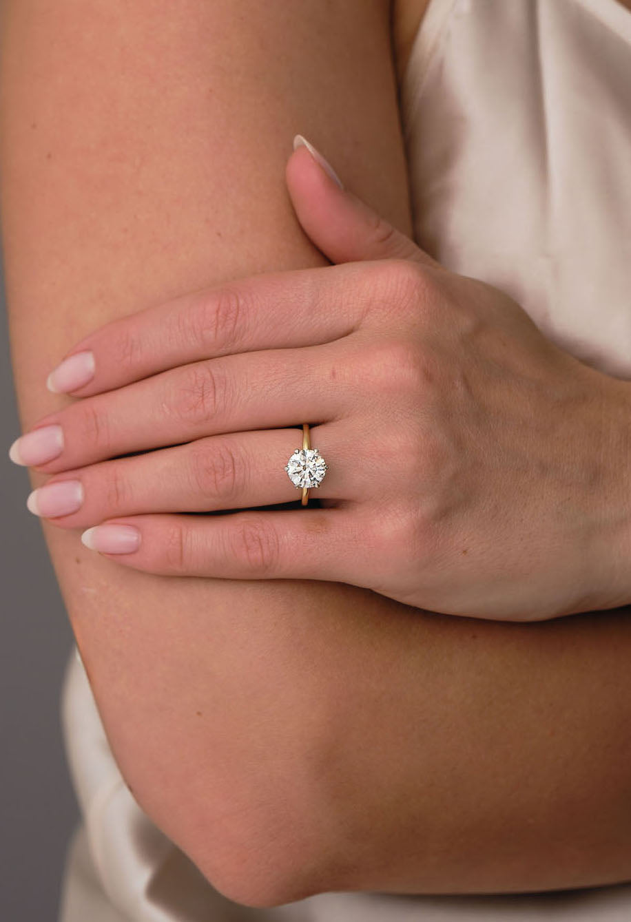 3ct Round 6 Prong Solitaire Lab Grown Diamond Engagement Rings.