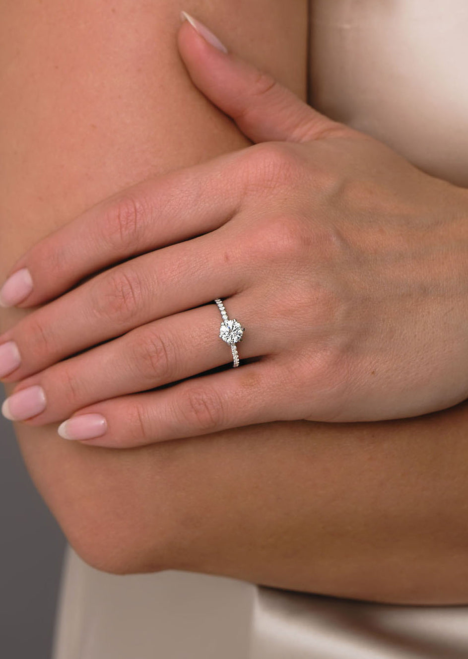 1ct Round with Diamond Knot Lab Grown Diamond Engagement Rings.