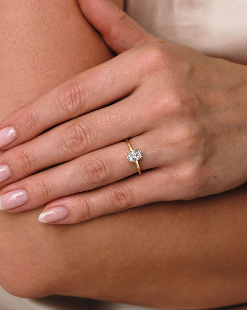 Solitaire Oval Engagement Ring With Thin Band 18k Carat Oval