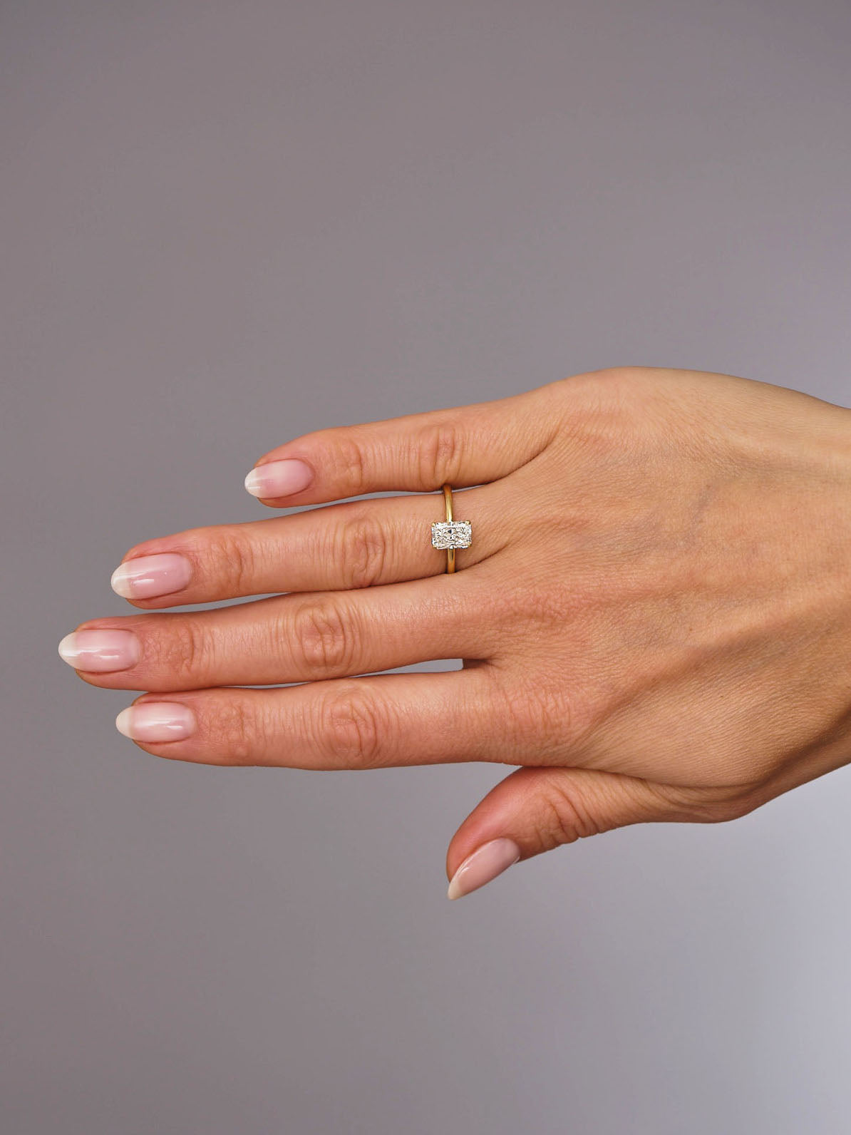 1.40ct Radiant Hidden Halo Solitaire lab grown Diamond Engagement Ring