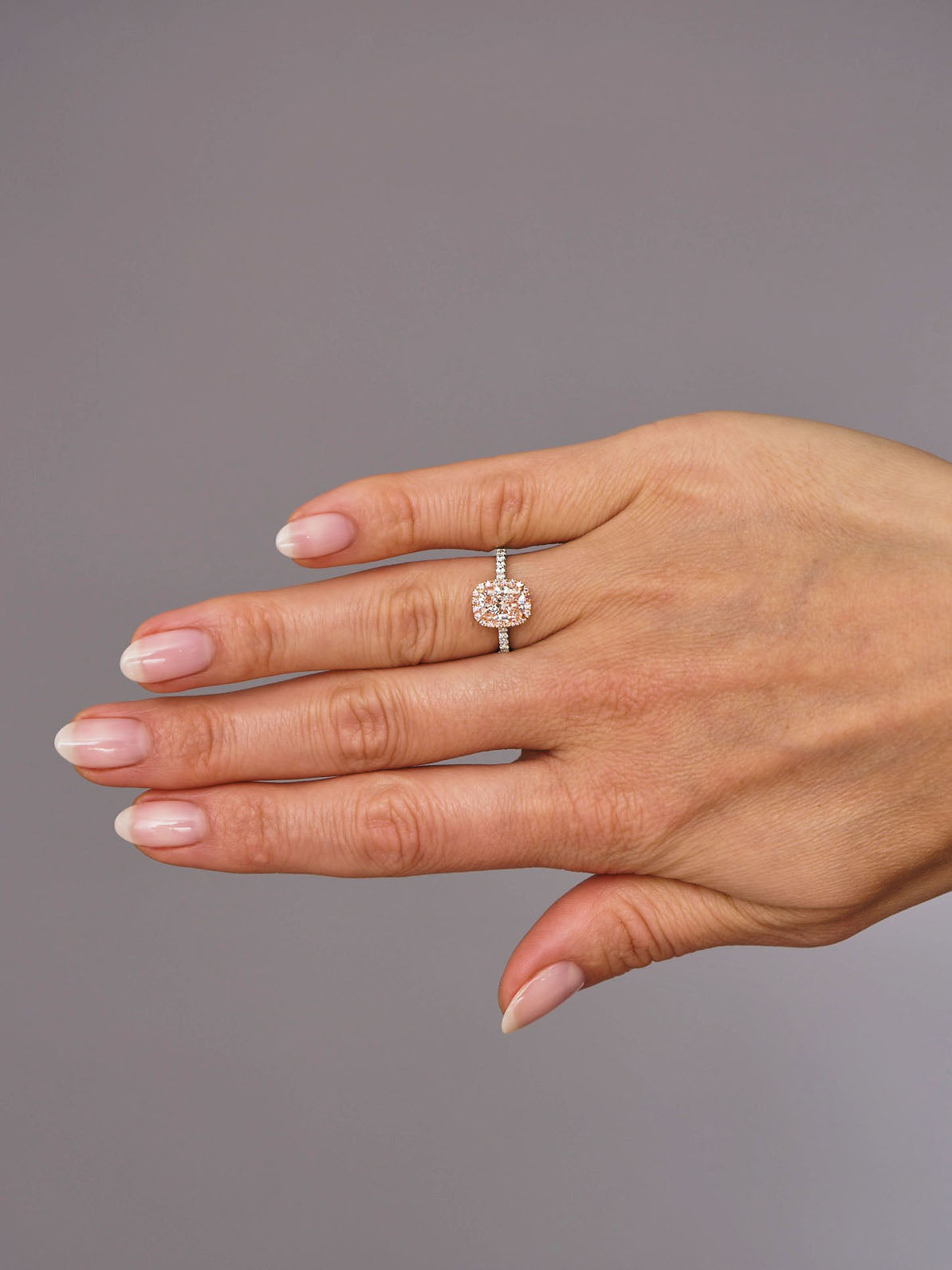 1.70ct Pink Cushion Halo Lab Grown Diamond Engagement Rings