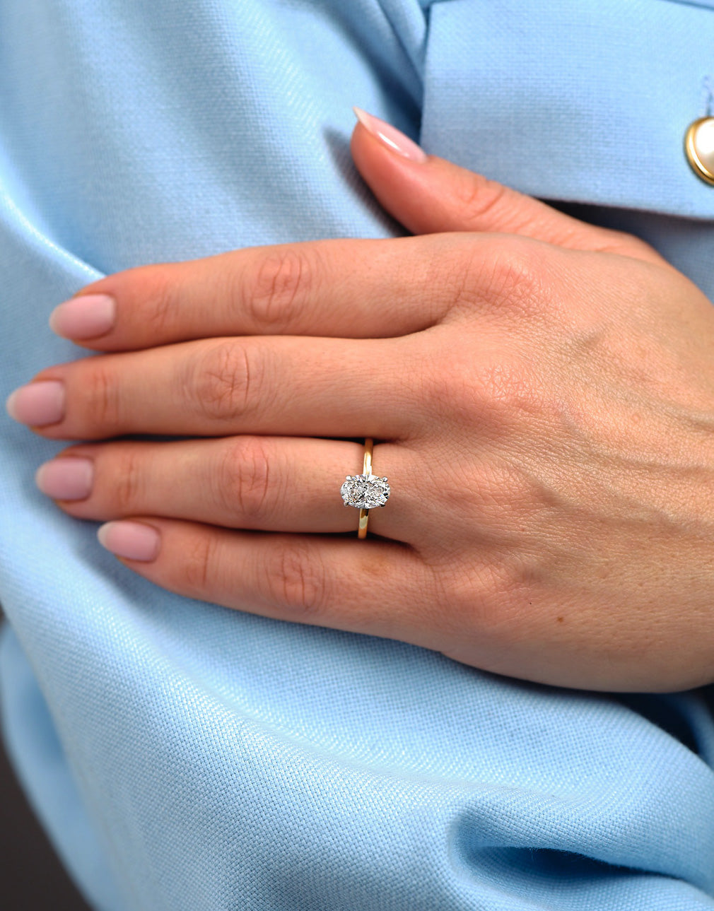 1.70ct Oval Hidden Halo Solitaire Lab Grown Diamond Engagement Rings.