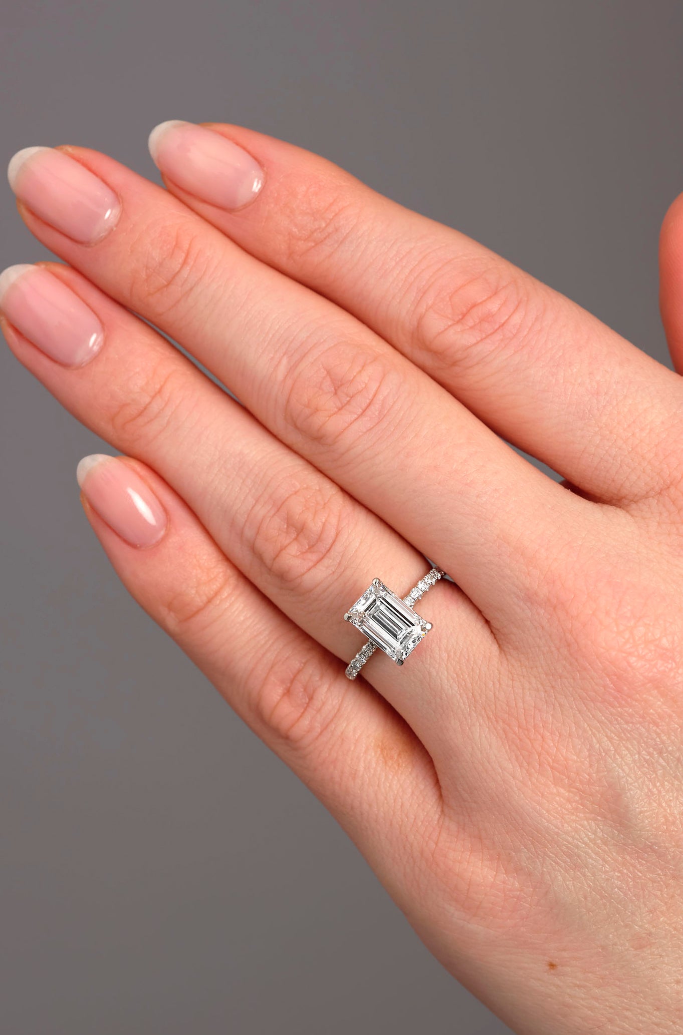 2.50ct Emerald Hidden Halo Shoulders Diamond Engagement Rings.