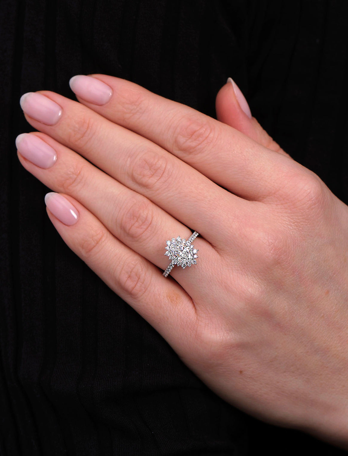 Oval Flower Halo Lab Grown Diamond Engagement Rings