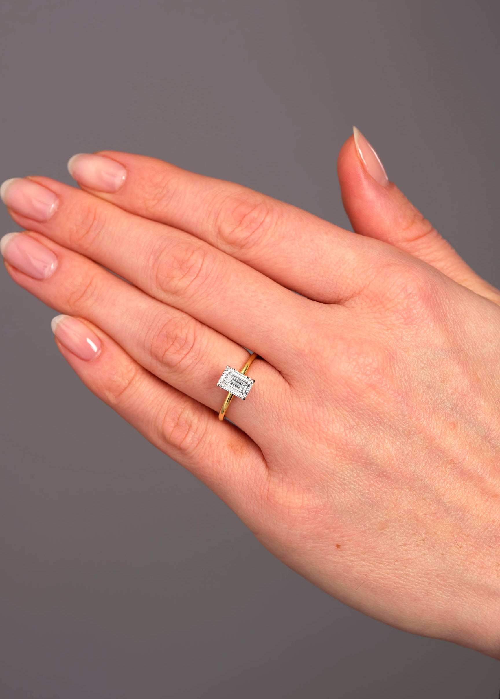 1.50ct Emerald Solitaire Hidden Halo Diamond Engagement Rings.