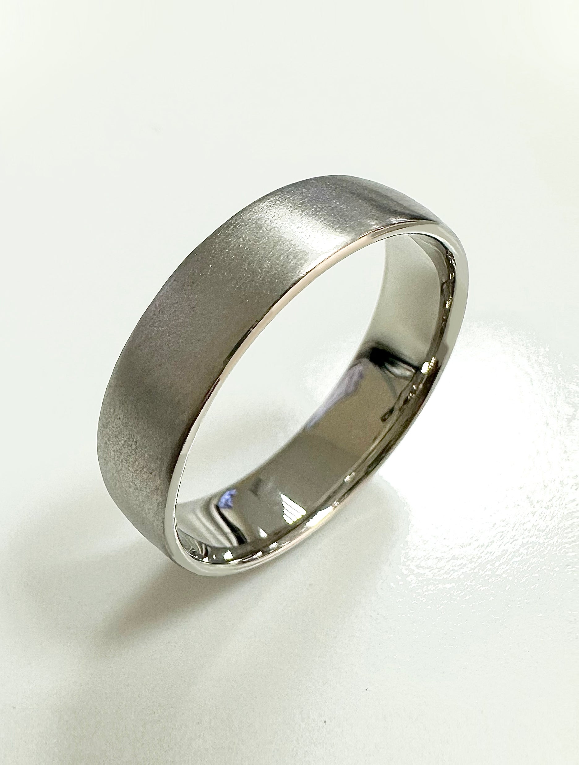 A classic 5mm soft court matt finish ring from our wedding band for him collection.