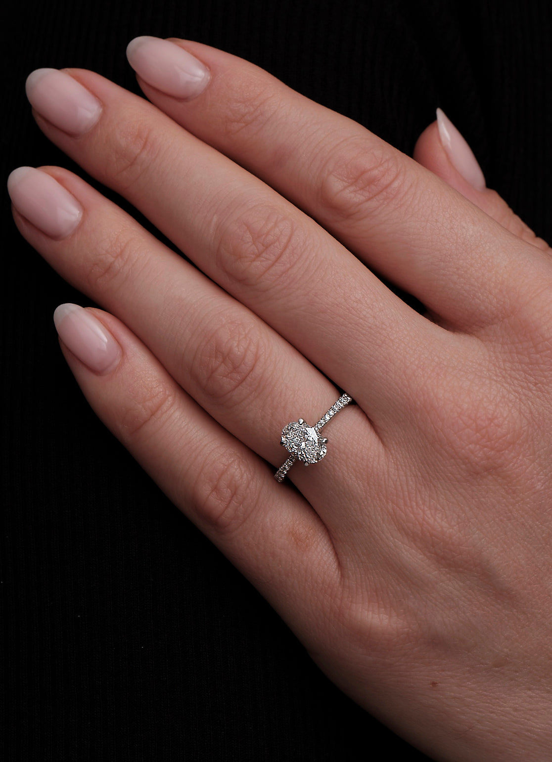 1.25ct Oval Cut Cathedral Setting Lab Grown Diamond Engagement Rings.