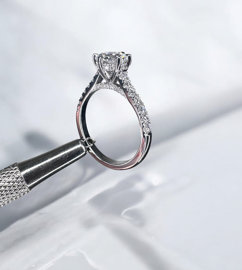 1.25ct Round Cathedral Setting Lab Grown Diamond Engagement Rings.
