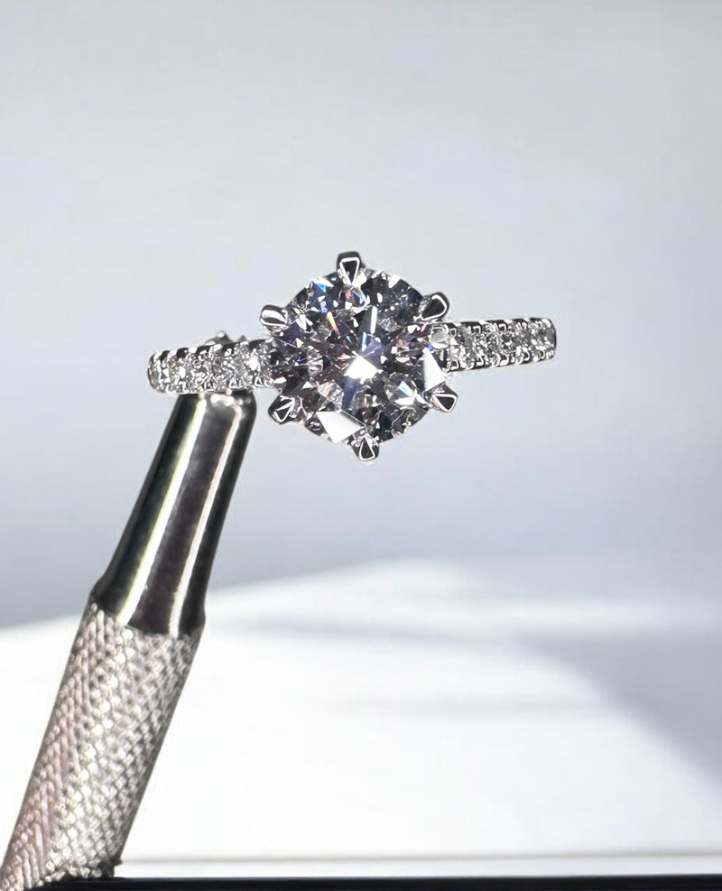 1.25ct Round Cathedral Setting Lab Grown Diamond Engagement Rings.