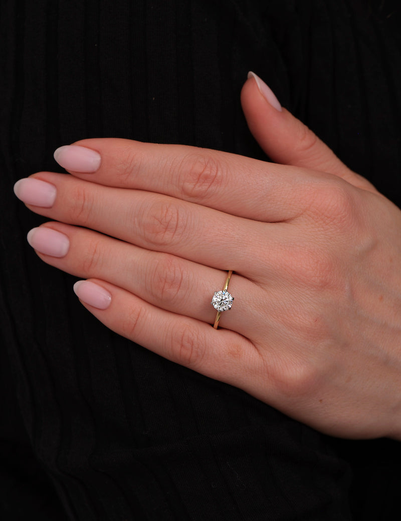 1.25ct Round Solitaire Hidden Halo Lab Grown Diamond Engagement Rings.