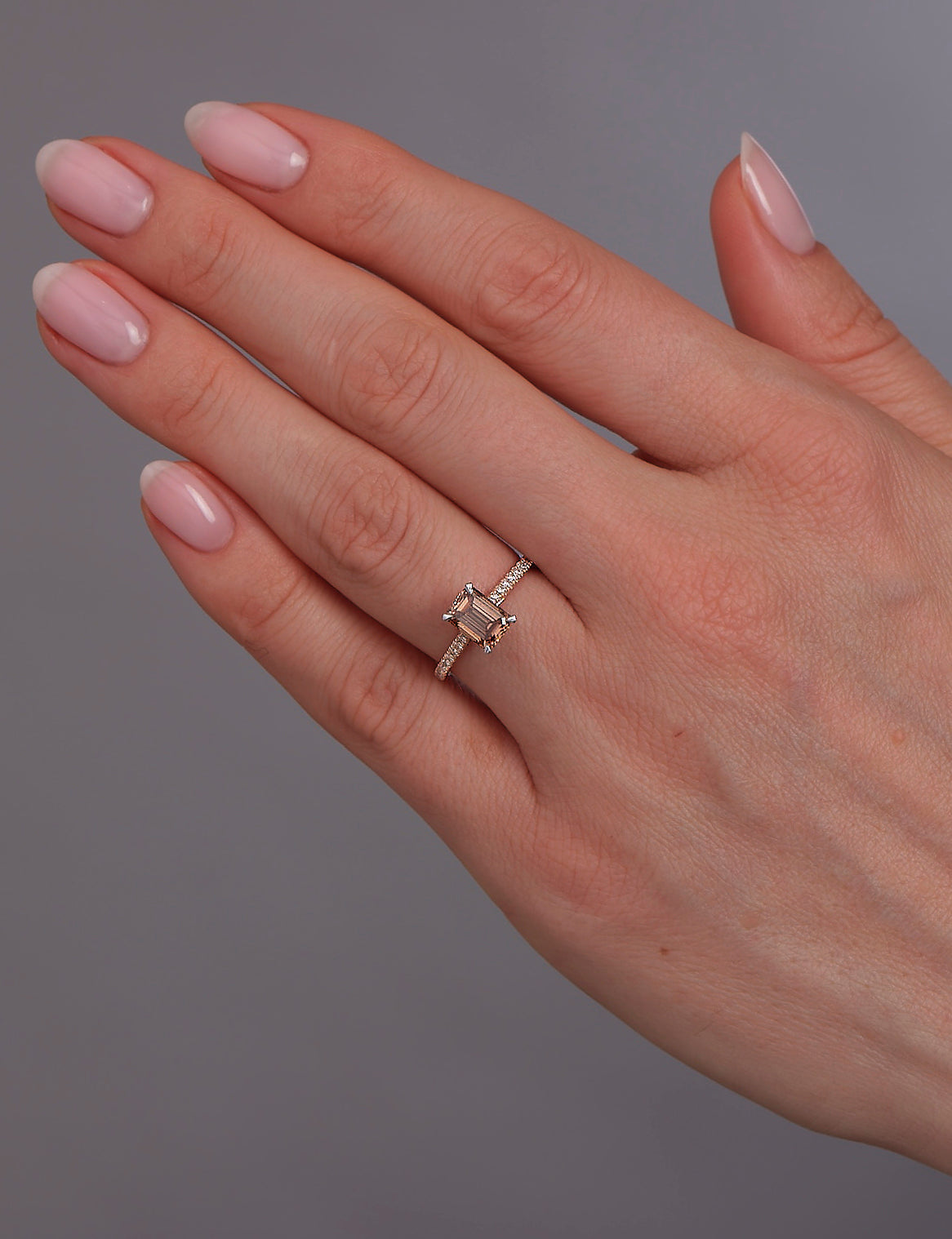 1.50ct Brown Emerald Diamond Shoulder Diamond Engagement Rings.