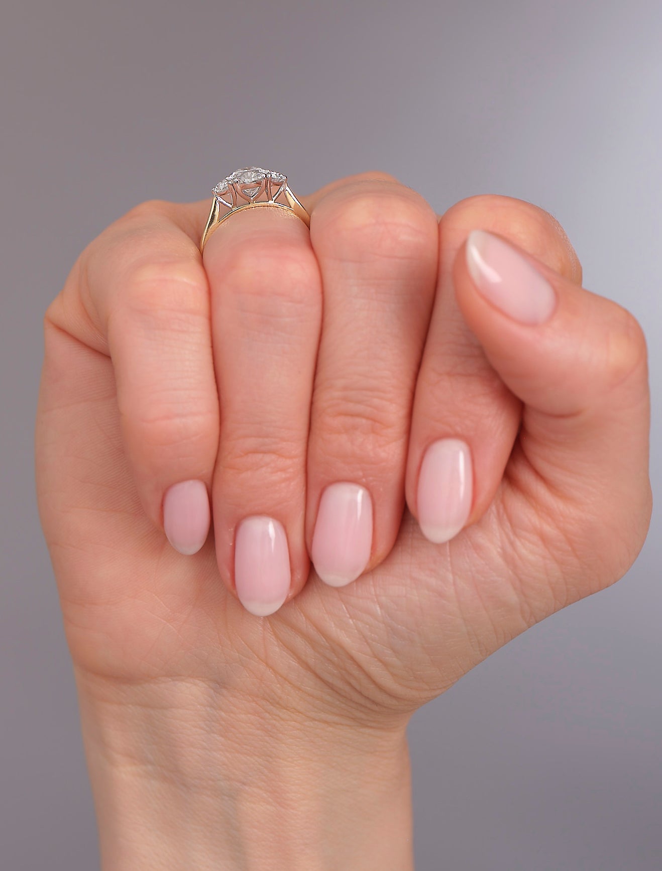 1.50ct Oval & Half Moons Trilogy Lab Grown Diamond Engagement Rings
