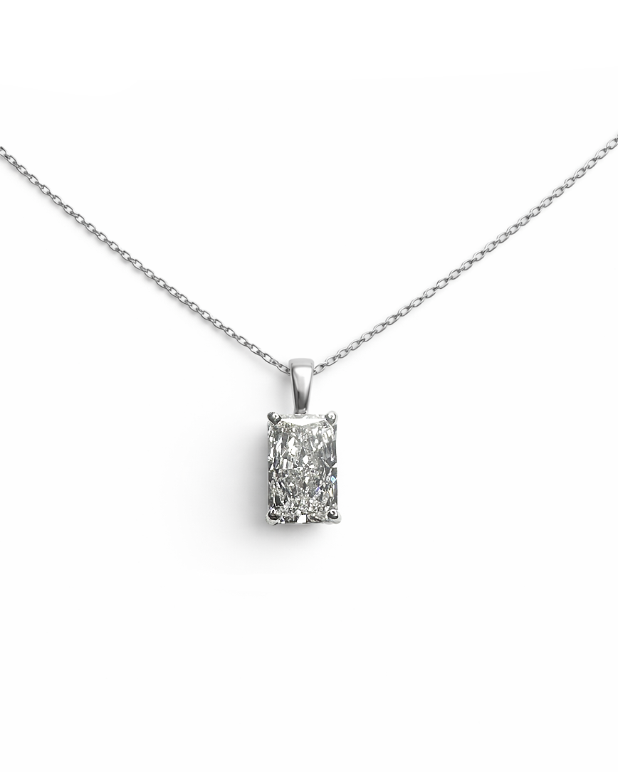 Radiant cut lab grown diamond pendant necklace with adjustable chain 9kt or 18kt white or yellow gold