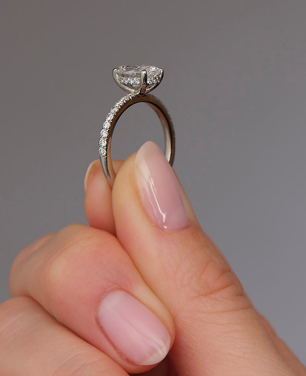 1.70ct Oval Hidden Halo Shoulders Lab Grown Diamond Engagement Rings.