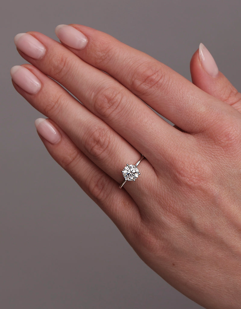 1.50ct Round Solitaire Hidden Halo Lab Grown Diamond Engagement Rings.