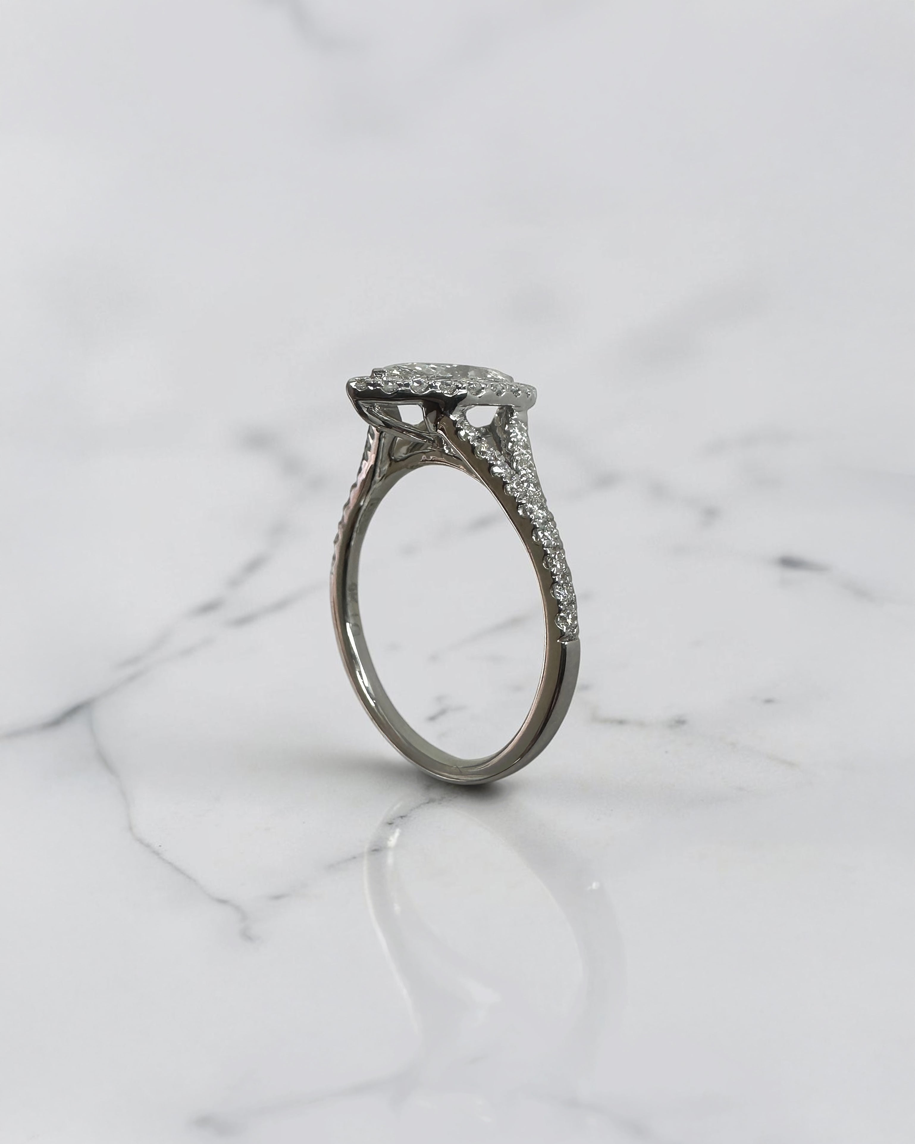 1ct Marquise Seamless Halo Engagement Ring with Split Shoulders