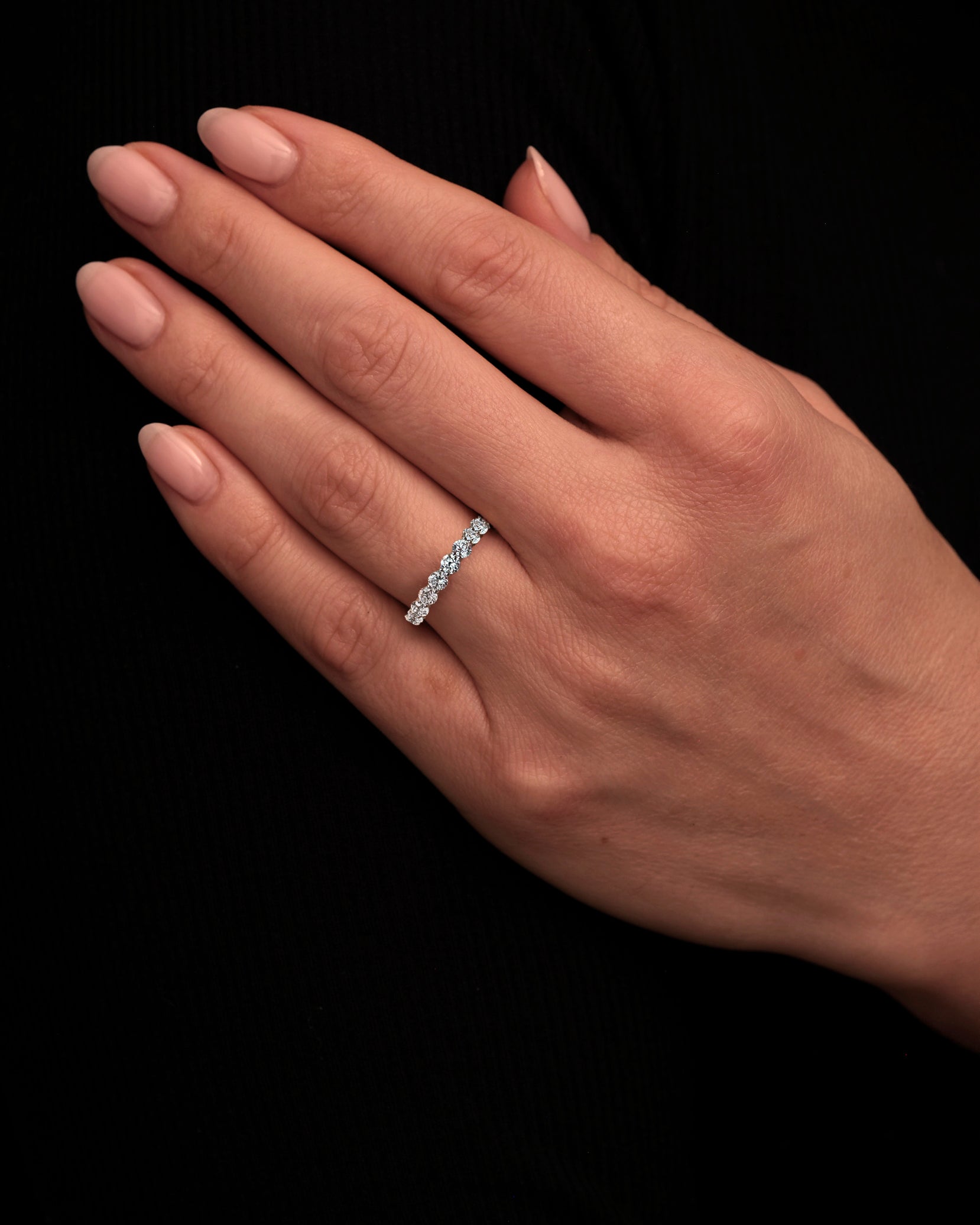 1ct Round Half Diamond Eternity Band